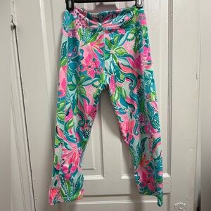Lilly Pulitzer Luxletic Turquoise Oasis Golden Hour Crop Leggings